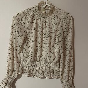 Japna Polka‎ Dot Blouse - Cream and Black